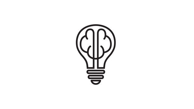 creative lamp brain lines logo vector symbol design