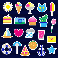 Collection of neon pop art stickers.