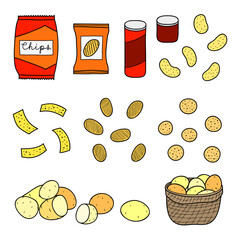 Hand drawn chips and packs set.