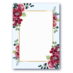 Red flower frame with watercolor