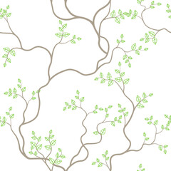 seamless pattern of branches and leaves