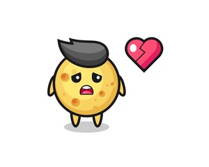 round cheese cartoon illustration is broken heart
