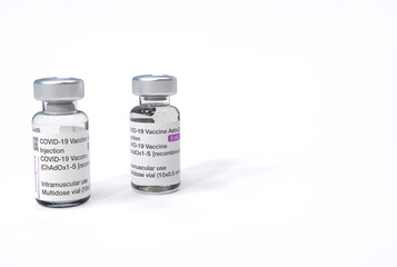 Astrazeneca Covid-19 vaccine in a white background