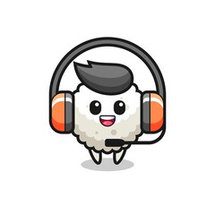 Cartoon mascot of rice ball as a customer service