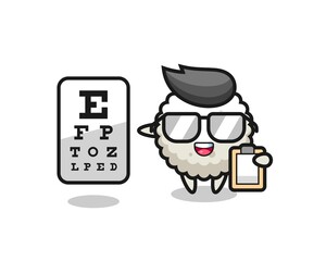 Illustration of rice ball mascot as an ophthalmology