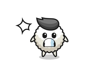 rice ball character cartoon with shocked gesture