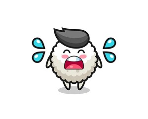 rice ball cartoon illustration with crying gesture