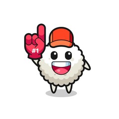 rice ball illustration cartoon with number 1 fans glove