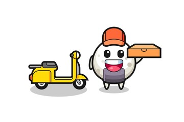 Character Illustration of onigiri as a pizza deliveryman