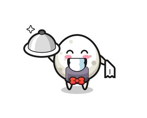 Character mascot of onigiri as a waiters