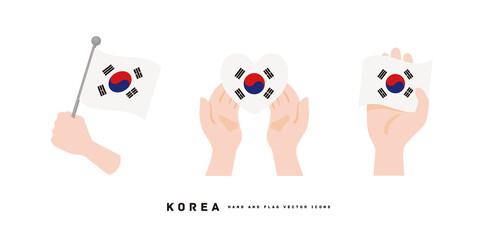 [Korea] Hand and national flag icon vector illustration 