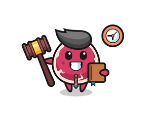 Mascot cartoon of beef as a judge