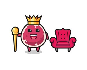 Mascot cartoon of beef as a king