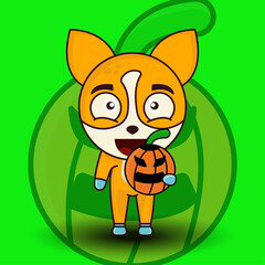 Cat with halloween. cartoon character illustration flat style. suitable for Prints design, children book, children t shirt etc. design template vector