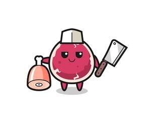 Illustration of beef character as a butcher