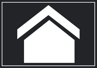 Composition of black and white shape of house on black background