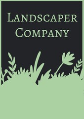 Composition of green gardening services text over green grass and flowers icons