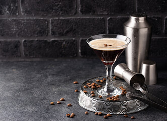 Espresso Martini cocktails with coffee beans