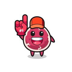 beef illustration cartoon with number 1 fans glove