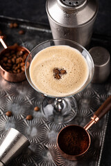 Espresso Martini cocktails with coffee beans