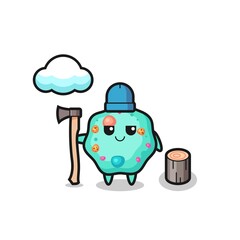 Character cartoon of amoeba as a woodcutter