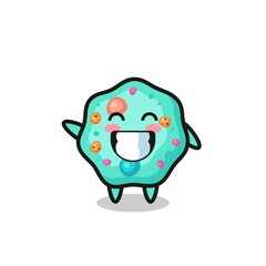 amoeba cartoon character doing wave hand gesture