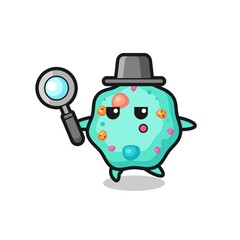 amoeba cartoon character searching with a magnifying glass