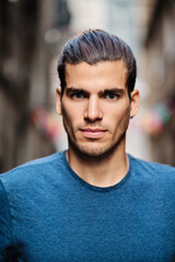 handsome caucasian model looking at camera for social media or dating apps - Influcencer concept