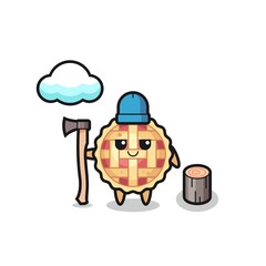 Character cartoon of apple pie as a woodcutter