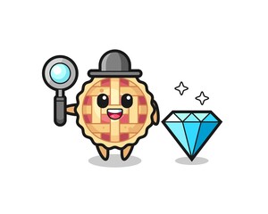 Illustration of apple pie character with a diamond