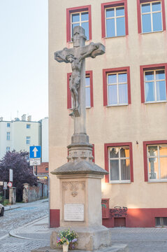 Opole, Poland, June 4, 2021: Cross in Sebastian Square.