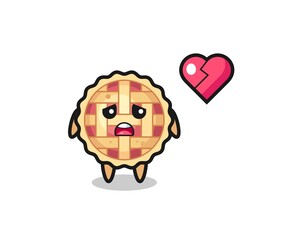 apple pie cartoon illustration is broken heart