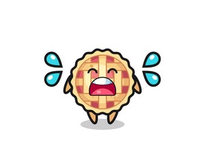 apple pie cartoon illustration with crying gesture