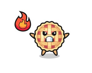 apple pie character cartoon with angry gesture