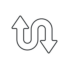 Turn sign linear icon. Arrows. Thin line customizable illustration. Contour symbol. Vector isolated outline drawing. Editable stroke