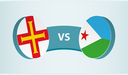Guernsey versus Djibouti, team sports competition concept.