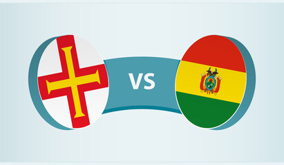 Guernsey versus Bolivia, team sports competition concept.