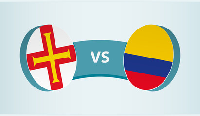 Guernsey versus Colombia, team sports competition concept.