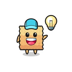 raw instant noodle character cartoon getting the idea