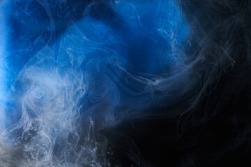 Abstract blue ocean background. Underwater swirling smoke, vibrant sea colors wallpaper, wave paint in water