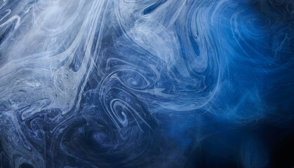Fototapeta na wymiar Abstract blue ocean background. Underwater swirling smoke, vibrant sea colors wallpaper, wave paint in water