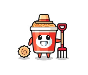 Mascot character of instant noodle as a farmer