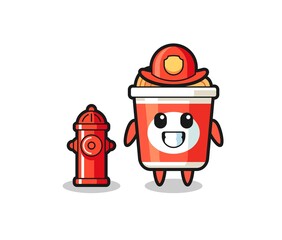 Mascot character of instant noodle as a firefighter