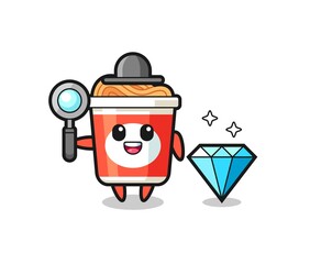 Illustration of instant noodle character with a diamond