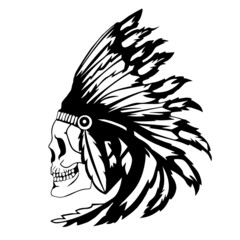 Indian skull with eagle head mascot. Native American Indian Chief Skull With Tomahawk.
