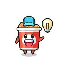 instant noodle character cartoon getting the idea