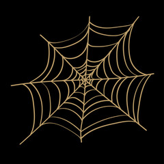 Spider web isolated on wite background. Spooky spider web for Halloween decoration.