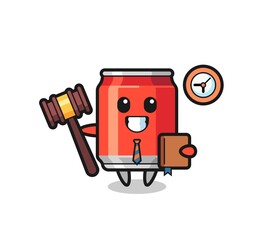 Mascot cartoon of drink can as a judge
