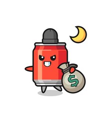 Illustration of drink can cartoon is stolen the money