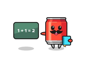 Illustration of drink can character as a teacher